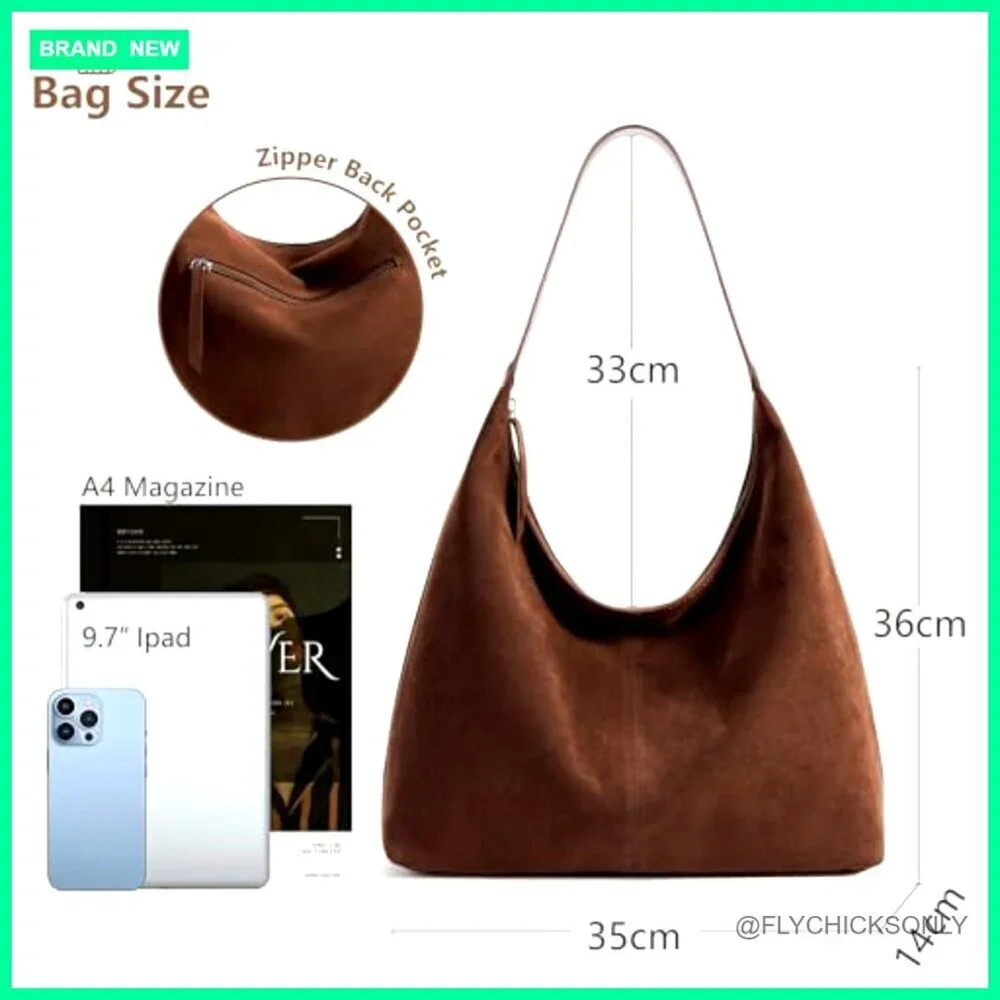 Medium Vegan Leather Hobo Tote with Zipper Closure for Travel Work